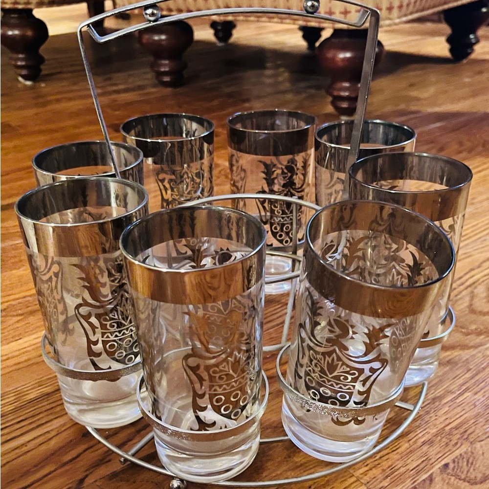 MCM Kimiko Barware Set, missing ice bucket, EUC